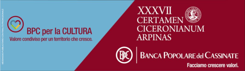 Logo BPC per la CULTURA e logo Certamen Ciceronianum Arpinas con logo Banca Popolare del Cassinate.