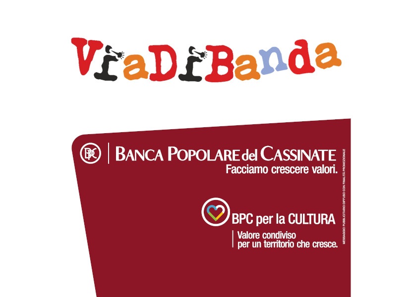 Titolo dell'evento: Via di Banda, con loghi di Banca Popolare del Cassinate e BPC per la Cultura.