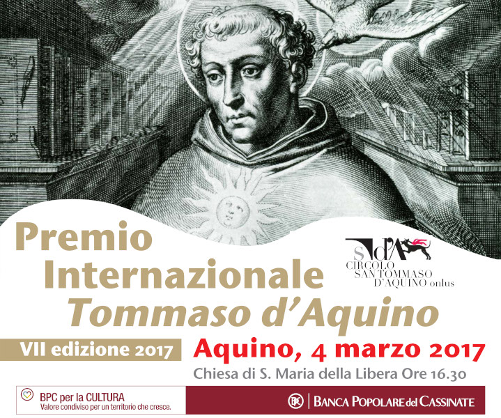 Manifesto del Premio Internazionale Tommaso d'Aquino, VII edizione, 4 marzo 2017, Chiesa di S. Maria della Libera.