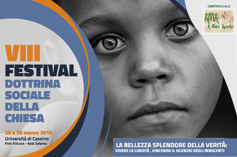 Locandina VIII Festival della Dottrina Sociale della Chiesa, 25-26 marzo 2019, Università di Cassino.