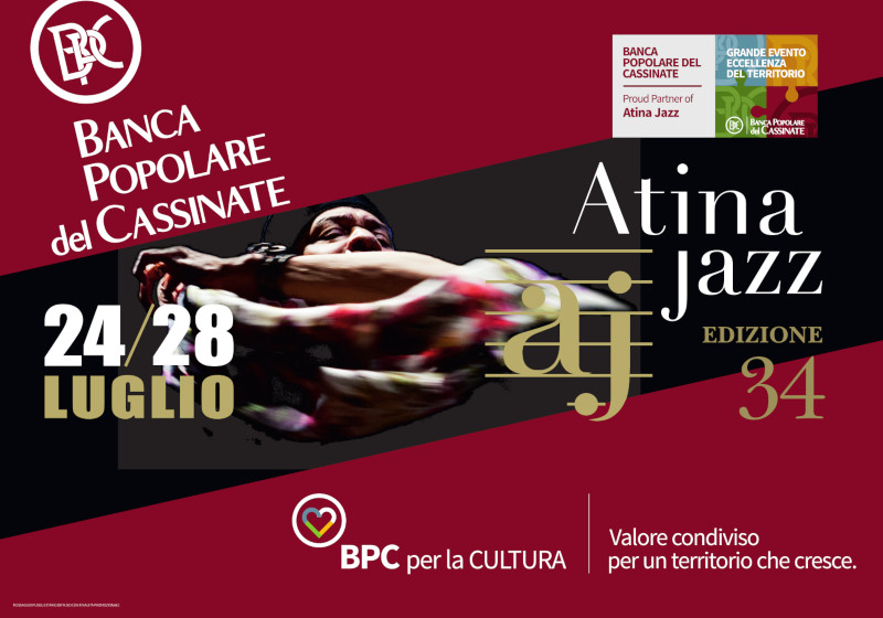 Manifesto dell'evento Atina Jazz 2019, con date e sponsor.