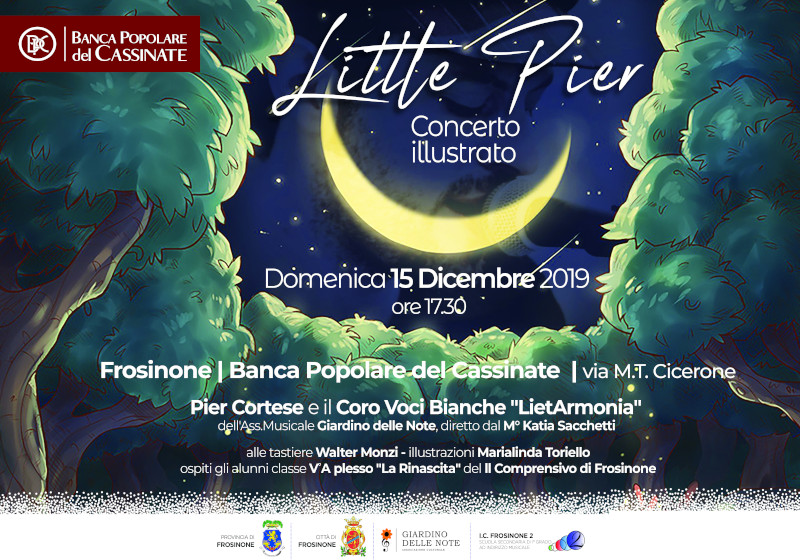 Locandina del concerto illustrato 'Little Pier' con dettagli sull'evento.