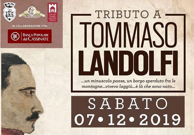 Tributo a Tommaso Landolfi, evento del 7 dicembre 2019, con citazione su un paese sperduto tra le montagne.