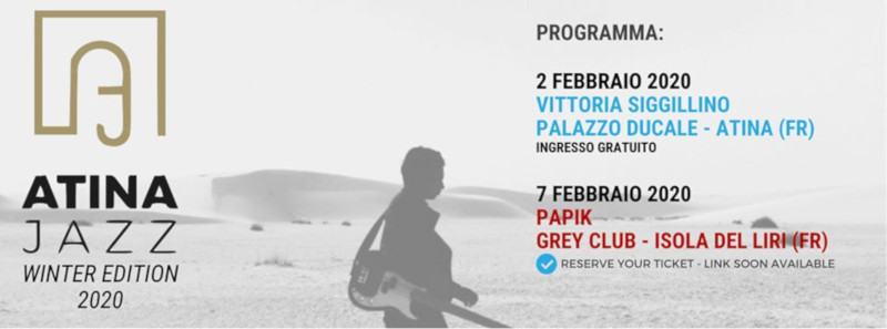Manifesto evento Atina Jazz Winter 2020 con programma e date.