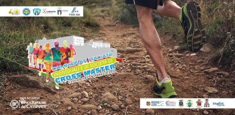 Manifesto dei Campionati Italiani di Cross Master, con atleti in corsa su sentiero.