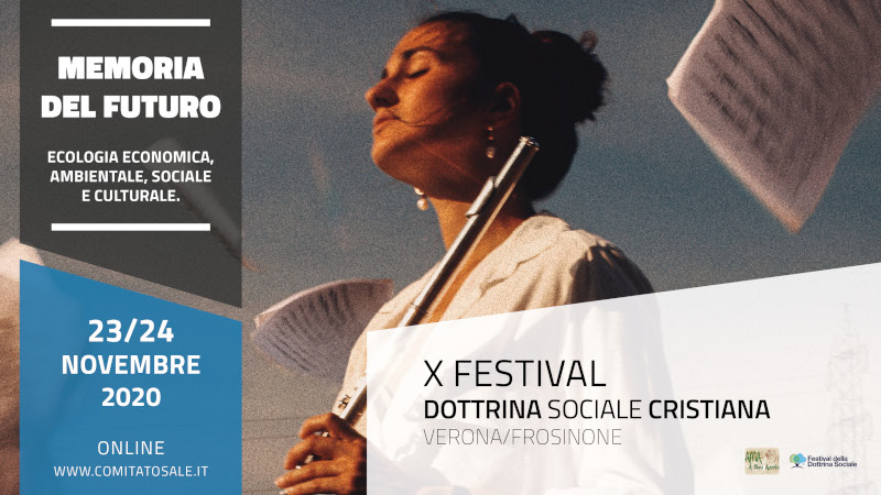 Locandina del X Festival Dottrina Sociale Cristiana con date e tema.