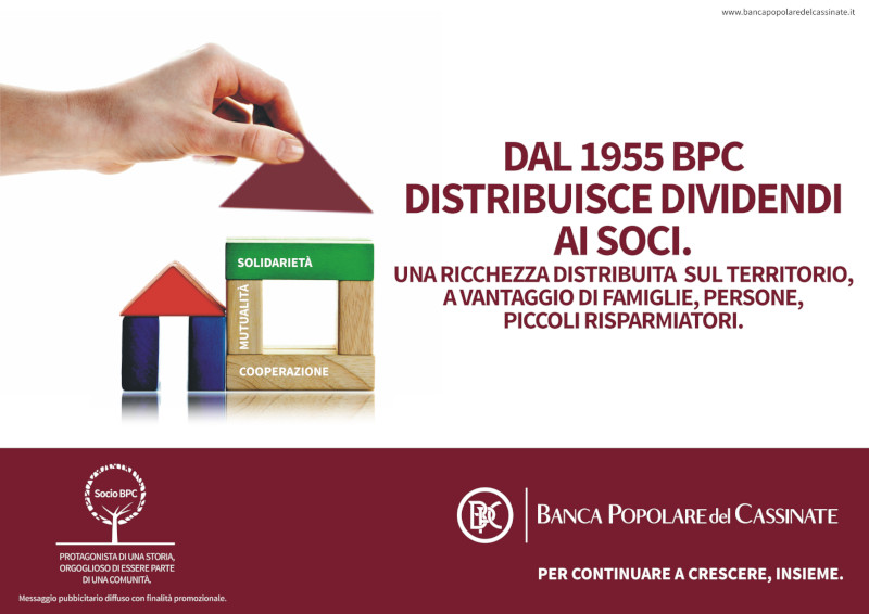 BPC distribuisce dividendi ai soci dal 1955, enfatizzando solidarietà, cooperazione e futuro.