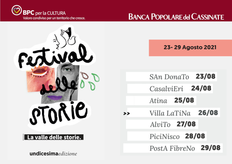 Manifesto del Festival delle Storie 2021 con date e luoghi degli eventi.