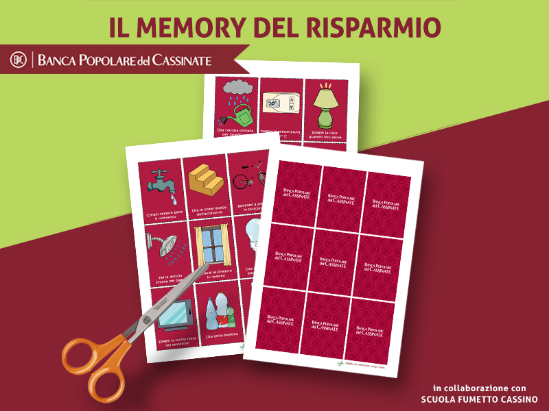 Gioco di memory con immagini di oggetti per il risparmio energetico.