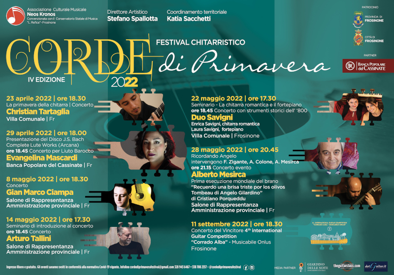 Locandina del Festival Chitarristico Corde di Primavera con date e artisti.