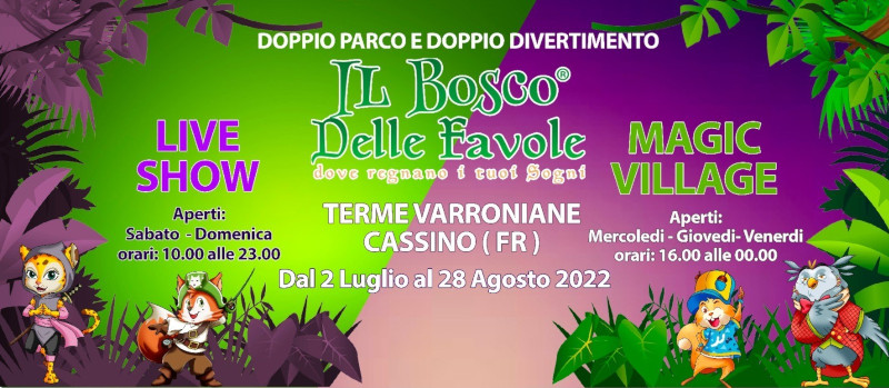 Locandina dell'evento Il Bosco delle Favole con dettagli su orari e date.