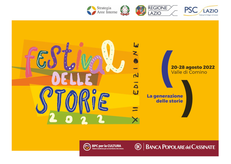 Manifesto del Festival delle Storie 2022, con date e tema 'La generazione delle storie'.