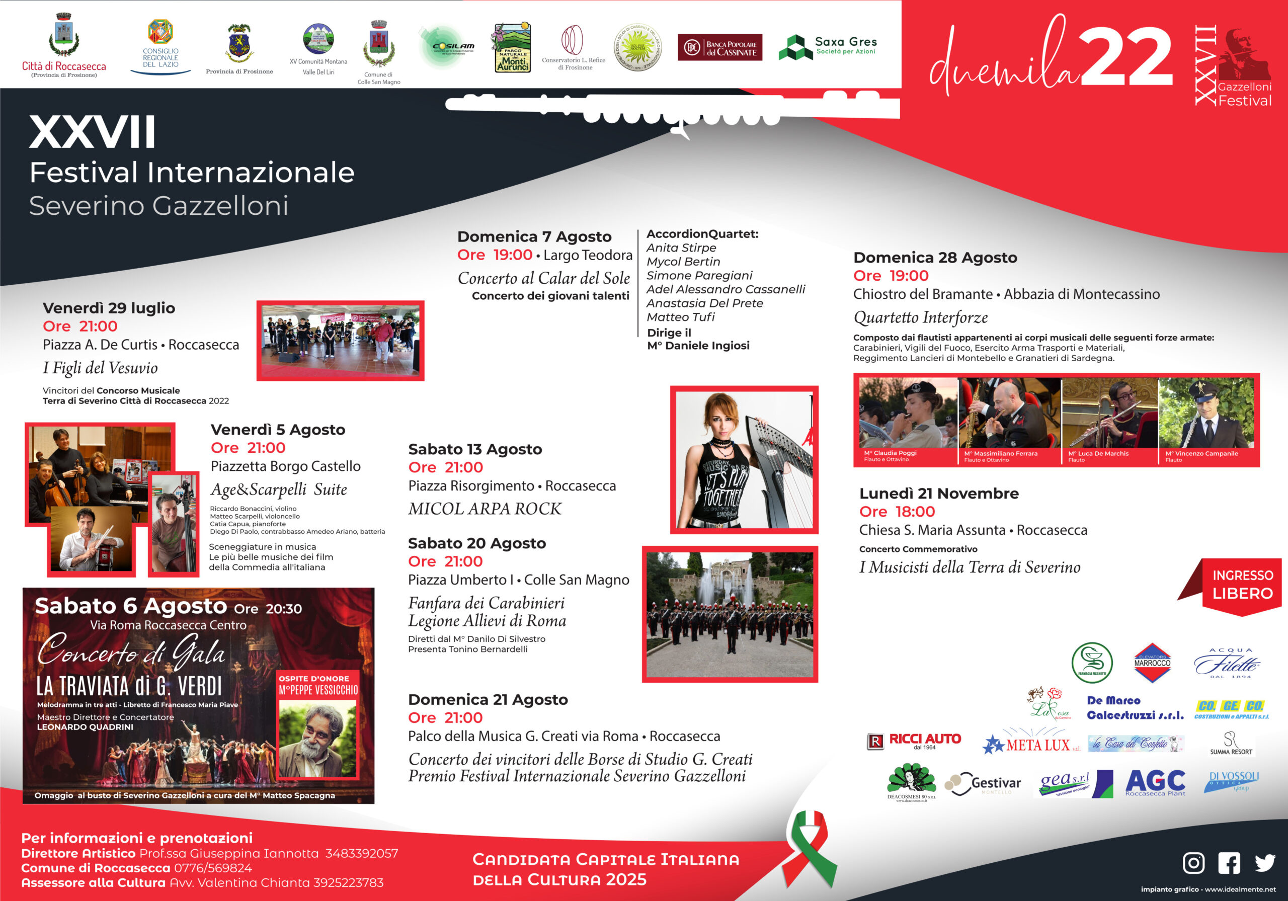Locandina del XXVII Festival Internazionale Severino Gazzelloni con date e eventi programmati.