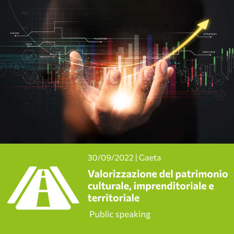 Locandina evento sul patrimonio culturale e imprenditoriale.