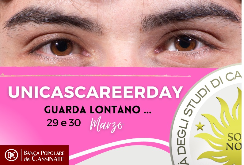Locandina dell'evento Unicas Career Day con date e logo.