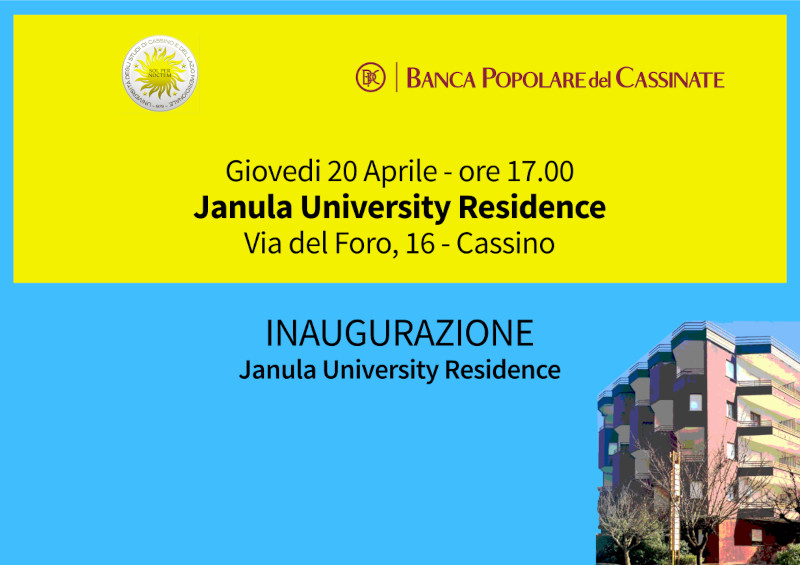 Locandina per l'inaugurazione del Janula University Residence.