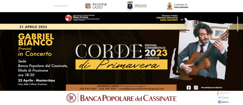 Locandina del concerto di Gabriel Bianco a Frosinone.