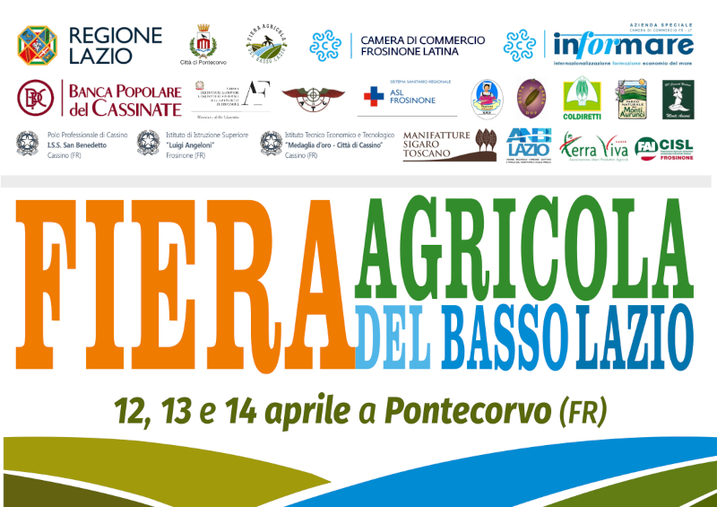 Manifesto della Seconda Fiera Agricola del Basso Lazio, 12-14 aprile a Pontecorvo (FR).