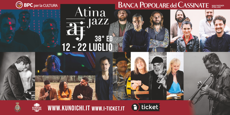 Locandina del trentottesimo Atina Jazz Festival, date e sponsor visibili.