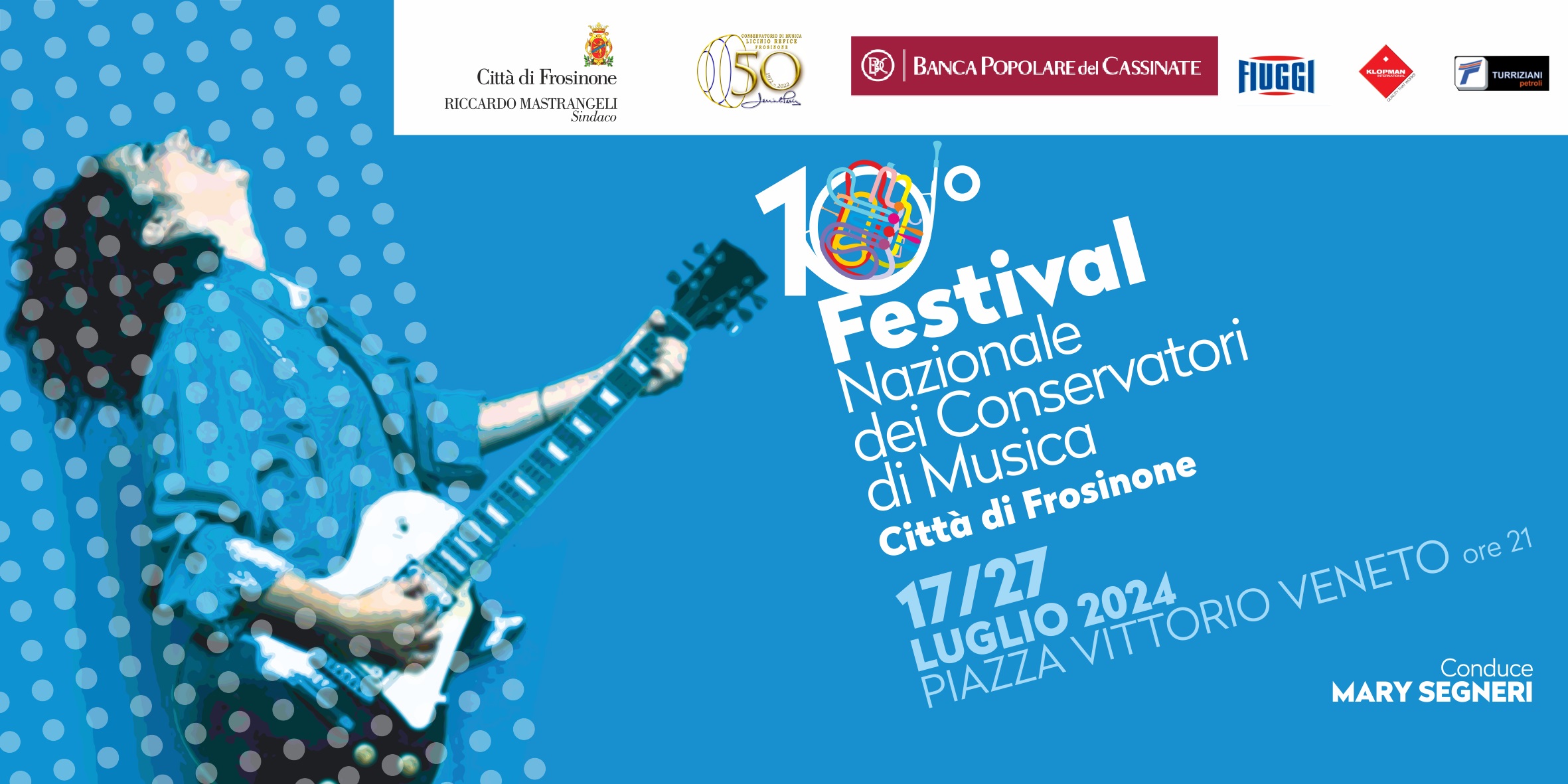 Locandina del 10° Festival Nazionale dei Conservatori di Musica di Frosinone, 17-27 luglio 2024.