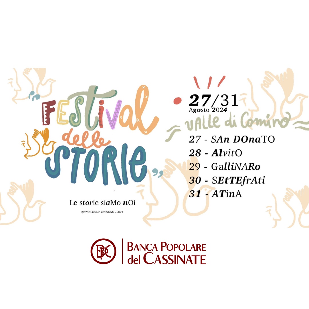 Manifesto del XV Festival delle Storie con date e eventi dal 27 al 31 agosto 2024.