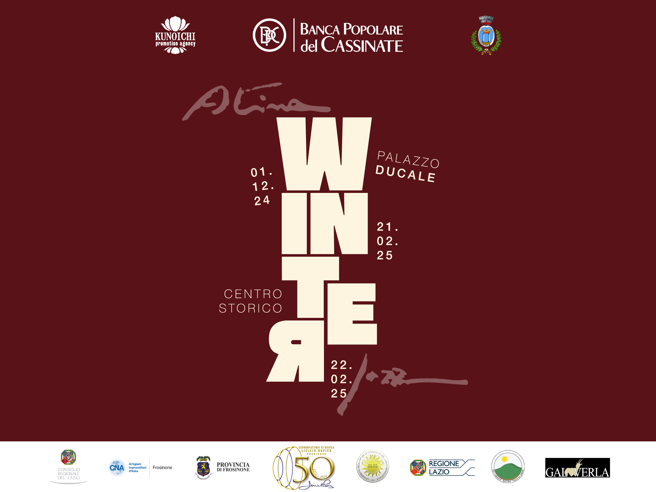 Locandina del festival Atina Jazz Winter 2024/2025 con date e location.